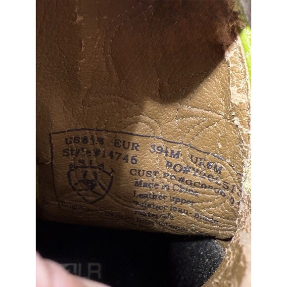 Ariat Fatbaby Green Croc & Blue Suede Western Cowgirl Boots 14746 Women’s Sz 8.5 - Picture 15 of 16